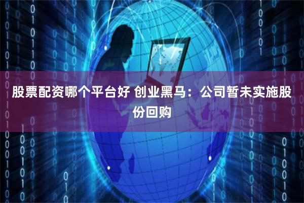 股票配资哪个平台好 创业黑马：公司暂未实施股份回购